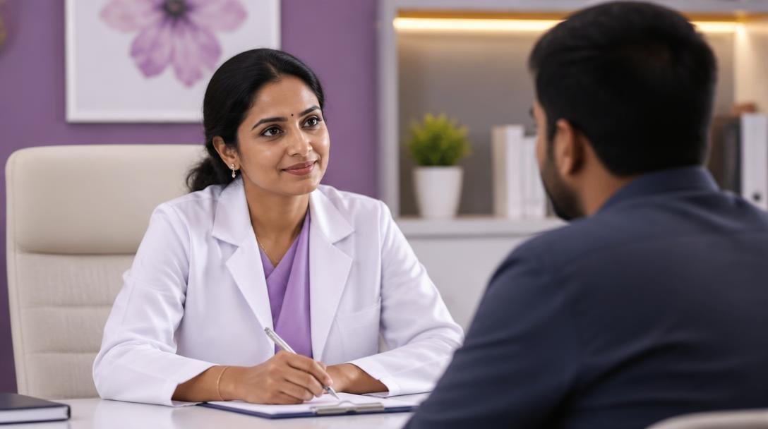 Doctor consulting a patient about stopping alcohol safely